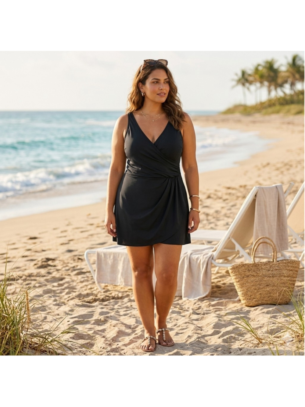 Roxanne Bra Size Black Swimdress Womens 14 38D Modest Flattering No Wire